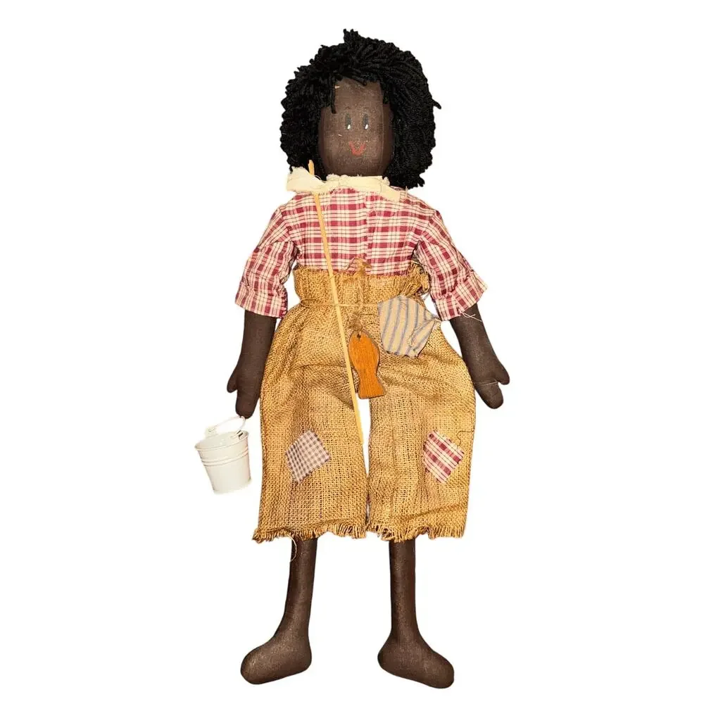 Vtg Primitive Folk Art Cloth Dolls Hand Made Americana Man Fisherman Woman Baby